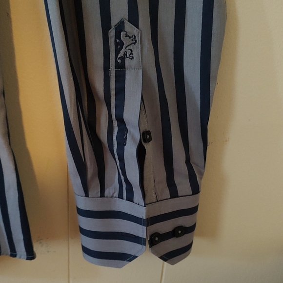 Bugatchi Men's Black and Gray Striped Long Sleeve Cotton Cuffed Shirt XXL - Picture 4 of 9